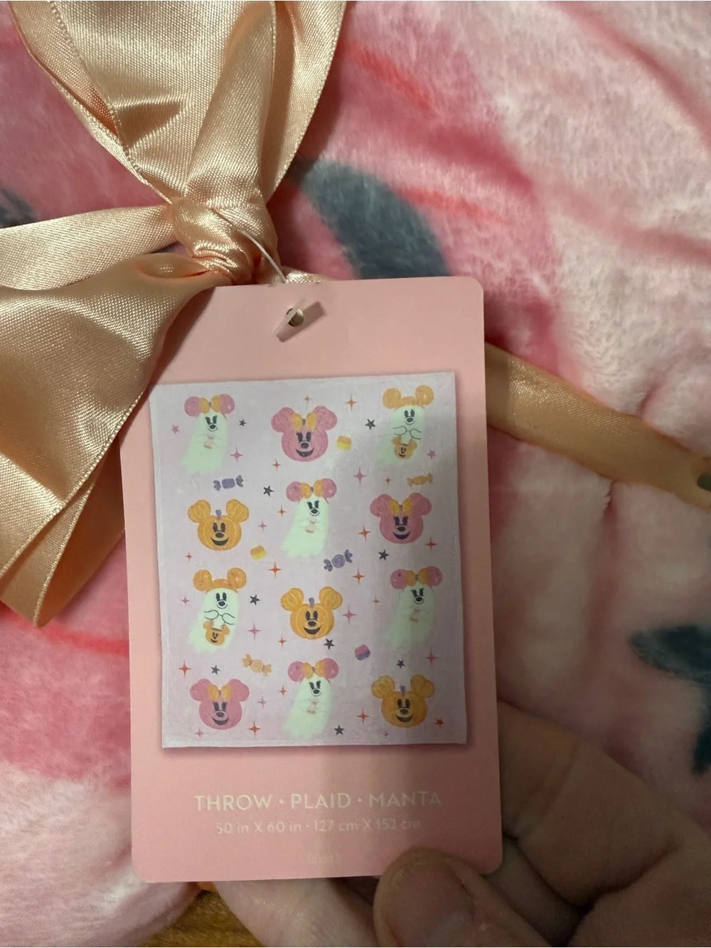 Disney Pink Pastel collection Pink Halloween blanket with Satin Bow